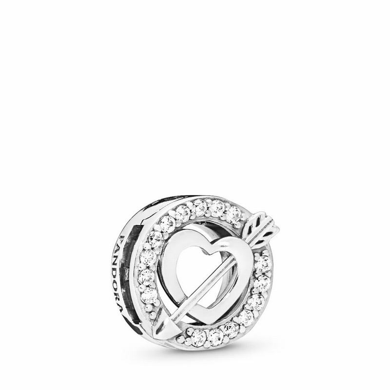 Pandora Reflexions™ Asymmetric Heart & Arrow Charm Ireland - Sterling Silver/Silicone/Cubic Zirconia